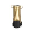 thumbnail image 2 of BLISSFUL STEP Women's Platform Chunky Heels Combat Boots Gold 7, 2 of 8
