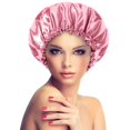 thumbnail image 3 of Satin Bonnet Sleeping Cap Double Layer Elasticated Trim Soft Night Hat for Woman, 3 of 3