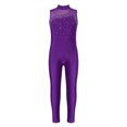 thumbnail image 1 of Jizyo Kids Girls Dance Unitard Sleeveless Full Body Jumpsuit Rhinestone Rompers One Piece Ballet Dance Leotard Purple 16, 1 of 6