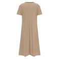 thumbnail image 4 of Pisexur Robe à Manches Courtes à Col Rond pour Femme Été Confort Mode Couleur Unie Bouton Ajouré Poche Robe à Manches Courtes à Col Rond Robe pour Femme en Liquidation, 4 of 6