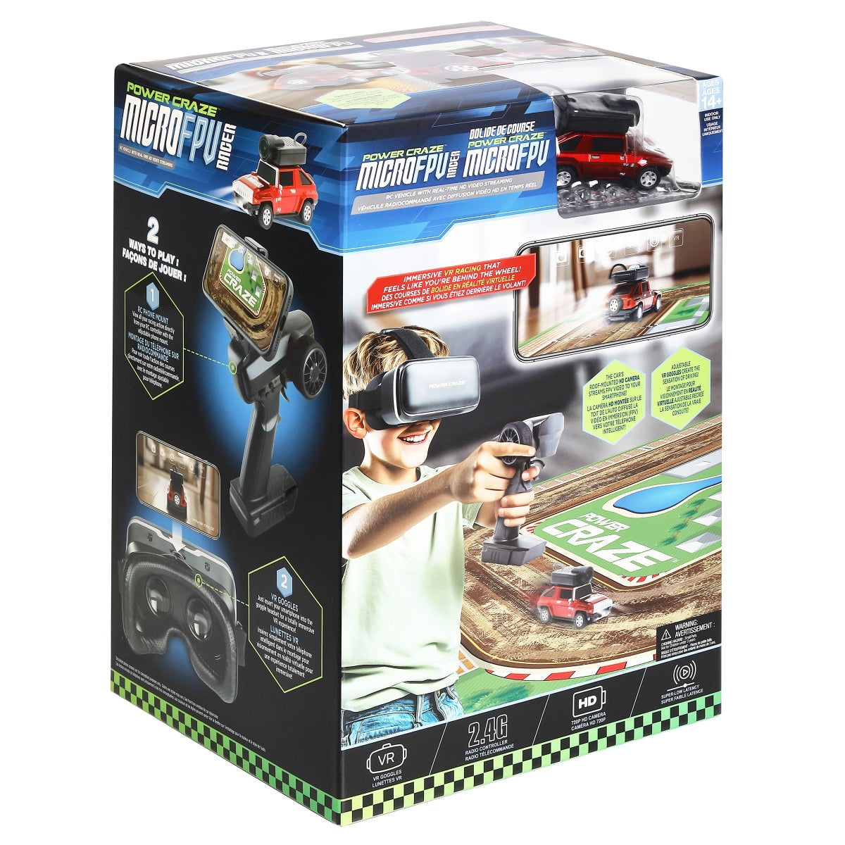 Power Craze Micro FPV Racer High-Speed Remote Control Car with Live First-Person View Camera, 2.4GHz Mini RC Racing Vehicle for Kids and Adults