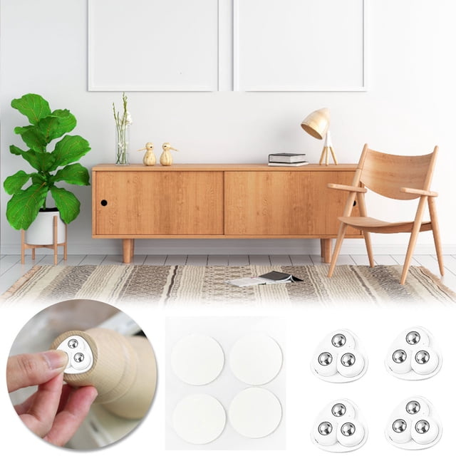 Universal Wheel Casters for Storage Box | 360° Rotating Mini Stick-On Pulleys | Silent ABS Hardware | Heavy Duty Up to 5kg | Easy Peel & Stick | Set of 4 | Multi-Purpose Furniture Movers