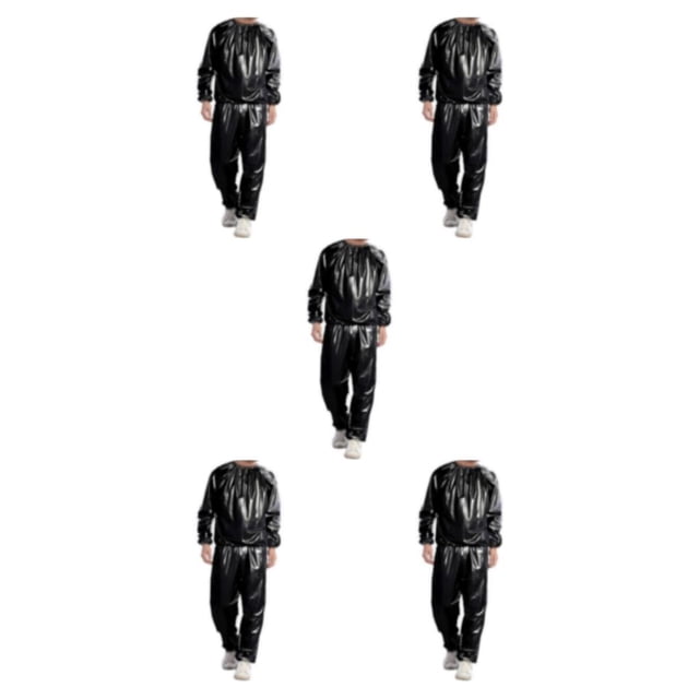 yingyy 1/2/3/5 Maison Salon Spa Sauna Combinaison Course Exercice Mise en Forme Veste de Survêtement Réutilisable Lavable PVC Combinaisons de Sport Noir TG 5 Pcs