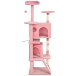 CoSoTower 63" Cat Tree, Multi-Level Cat Tower with Scratching Posts, Cat Condos, Bed, Platforms, Ramp, Toy Ball, Pink