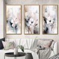 thumbnail image 1 of Designart "Grey Flowers Delicate V" Floral Framed Wall Art Set Of 3 - White Floral Frame Canvas Set For Living Room Decor, 1 of 6