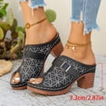 thumbnail image 4 of Wdhugt Floral Embroidered High Heel Slippers For Women Metal Buckle Half-Covered Toe Spring Summer Style Us Size 7 Heel Height 2.87 Inches Pu Material, 4 of 9