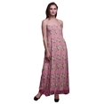 thumbnail image 1 of Bimba Robe à Bretelles Smockée en Georgette pour Femmes à Imprimé Floral Feuilles et Jasmin Arabe - Moyen, 1 of 7