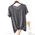 thumbnail image 1 of Weiqiqre T-Shirt à Col Rond pour Femme à Manches Courtes Ajusté T-Shirt Mince Uni Haut de Pyjama Pyjama à Manches Courtes, 1 of 8