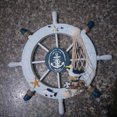 thumbnail image 2 of MLINS Nautical Beach Wooden Boat Ship Steering Wheel Fishing Net Shell Home Wall Decor (Seabird), 2 of 3