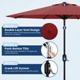 thumbnail image 4 of Parasol de Patio Parasol de Marché 10 Pi Rouge - Robuste Protection UV à 8 Baleines et Imperméable, Inclinaison à Bouton-Poussoir et Manivelle pour Jardin, Terrasse, Piscine, Plage (Lot de 1), 4 of 6