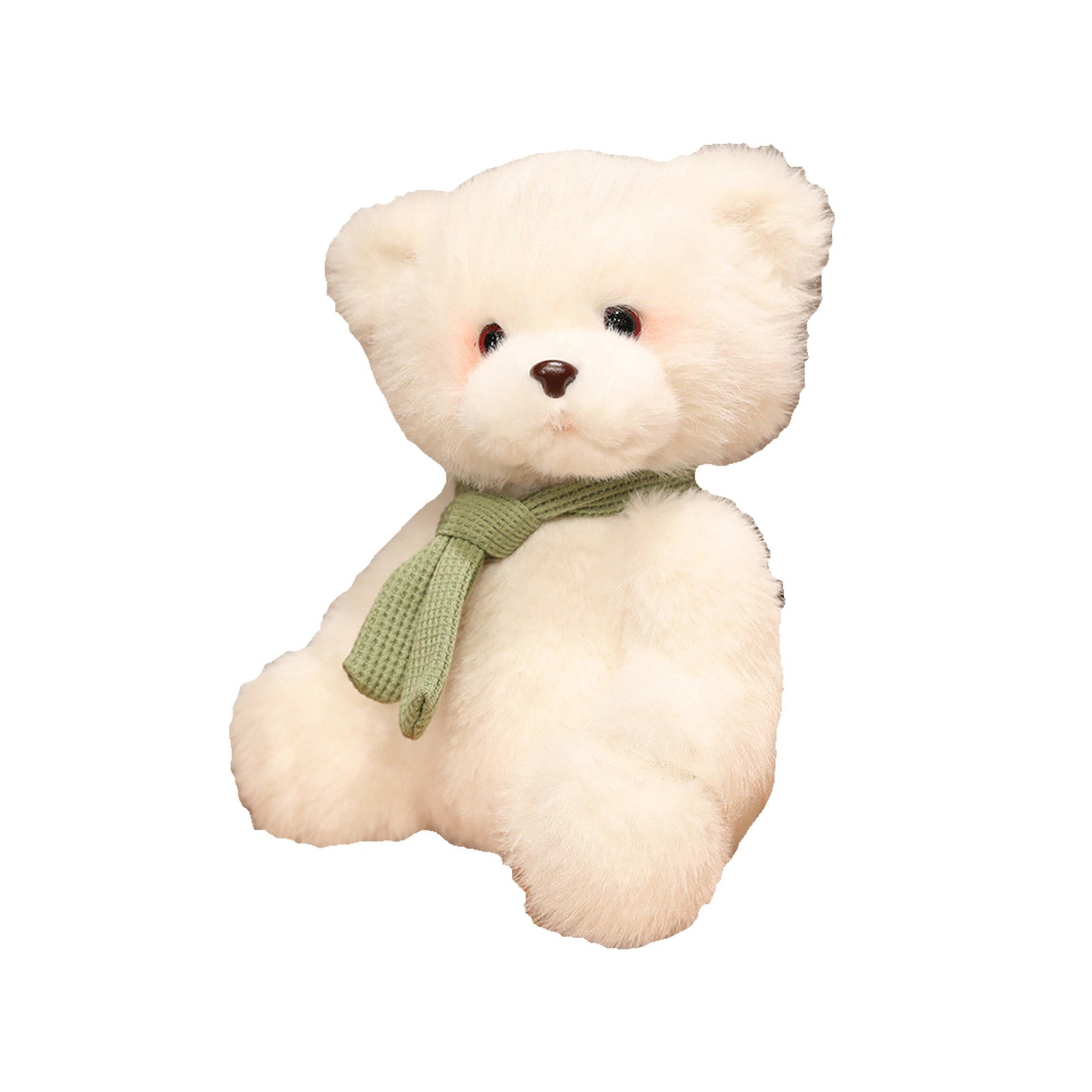Green White Bear Plush Toy With Scarf Soft Stuffed Animal Doll For Kids Boys Girls Holiday Birthday Gift 10 Inches Cute Teddy Bear Plushie Soothing Sleep Companion Stress Relief Toy