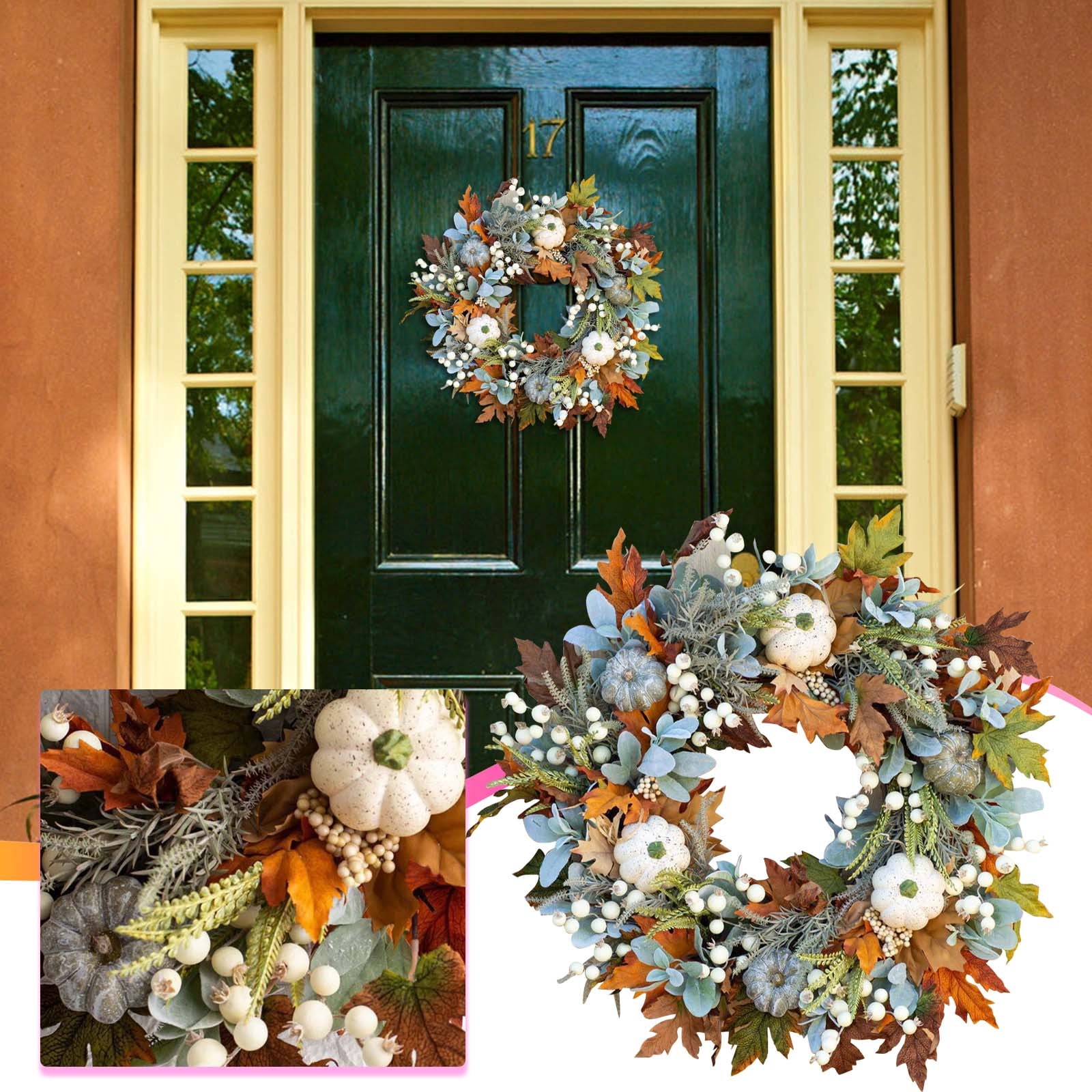Leutsin Halloween Witch Wreaths for Front Door,Outdoor Fall Wreath for ...