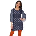 thumbnail image 1 of Moomaya Kurtis Courtes en Poly-Crêpe pour Femmes, Robe à Manches Kimono Imprimée, Haut Indien, 1 of 5