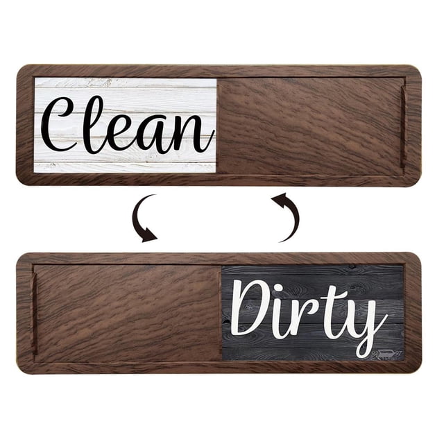 EZLIFE Dishwasher Magnet Clean Dirty Sign Farmhouse Rustic Wood Design Black andWhite[