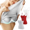 thumbnail image 2 of Timegard Camisoles pour Femmes 3 Pcs avec Soutien-Gorge Intégré Col Rond Bretelles Spaghetti Ajustées Douces Maillots de Corps Décontractés Hauts de Pyjama, 2 of 6