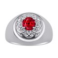 thumbnail image 1 of RYLOS Men's Rings Sterling Silver Designer Gypsy 7MM Round Gemstone & Diamond Ring Ruby July Birthstone Rings Size 8, 1 of 6