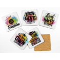 thumbnail image 2 of Inkdotpot Set of 6 Drink Coasters DecorativeNon,SlipCork Base4-inch Square PrintedCoastersEasy Clean- Quotes, 2 of 8