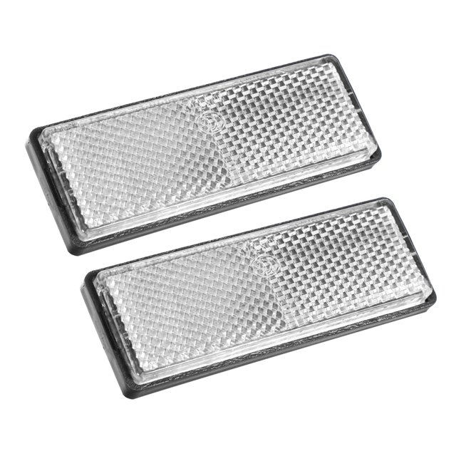 Unique Bargains 2pcs 3.46'x1.26' Universal Reflector Rectangle Motorcycle Bike Safety Increase Visibility White