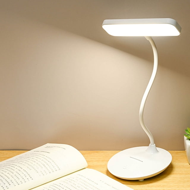 Lampe de Bureau à Protection des Yeux, Lampe de Lecture LED Rechargeable par USB, 3 Modes de Couleur, Gradation Continue, Col de Cygne Pliable, Lampe d'Étude pour Bureau, Résidence Étudiante, Maison, avec Support pour Téléphone