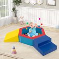 thumbnail image 4 of Costway 3 PCS Baby Foam Climbing Blocks with Ball Pit Triangle Stair 100 Ocean Balls Multicolor, 4 of 10