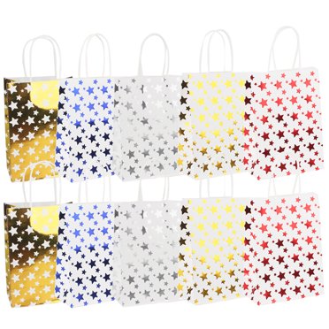 10 Pcs Sac Cadeau Multifonction Décoratif Étoile Dorée Sac Cadeau en Papier
