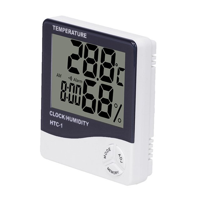 Zootealy HTC-1 Large Screen Hoom Thermometer Hygrometer Indoor Electronic Thermometer with LCD Display Electronic Alarm Clock