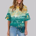 thumbnail image 2 of Pisexur Hauts pour Femmes Mode Décontractée Manches Courtes Col Rond T-Shirts Confortables Amples Imprimé Floral Blouses Printemps Été Hauts Élégants Imprimés Graphiques Grandes Tailles Tops de Sortie S-5TG, 2 of 7