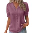 thumbnail image 1 of B91xZ Hauts à Manches Courtes pour Femmes Coupe Décontractée Tee-Shirt Col Rond, Rose 5TG, 1 of 5