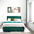thumbnail image 4 of Costway Full Upholstered Platform Bed Frame Adjustable Headboard Footboard Modern Green, 4 of 10