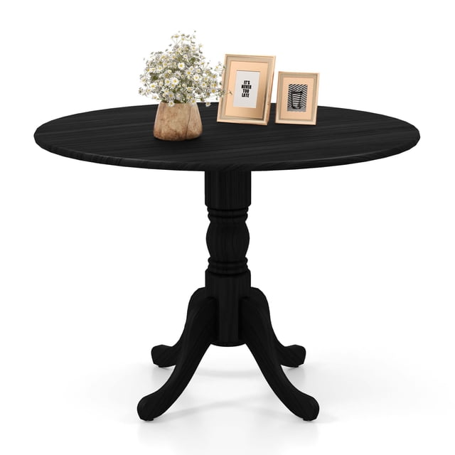 Costway 4-Person Dining Table Wooden Kitchen Table with Solid Rubber Wood Frame for Kitchen Black