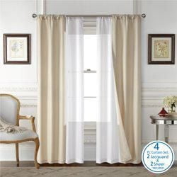 Mainstays 4 Piece Wave Jacquard Window Curtains Panel Set, Dark Grey, 27.5" W x 84" L