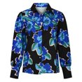 thumbnail image 3 of IROINID Liquidation Chemises à Manches Longues pour Femmes à Col en V Été Imprimé Boutons Col Rabattu Hauts Blouse Chemise Chandail, Bleu, 3 of 7