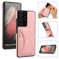 thumbnail image 1 of Leather Stand Case For Samsung Shockproof Card Slot Phone Cover, S21 Pink, 1 of 6