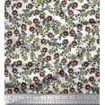 thumbnail image 1 of Soimoi Polyester Crepe Fabric Leaves & Floral Block Print Fabric by The Yard 52 Inch Wide, 1 of 3