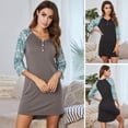 thumbnail image 4 of Ladies Christmas New Contrast Color Stitching Nightdress Solid Color Plus Size Pajamas Nightgown, 4 of 15