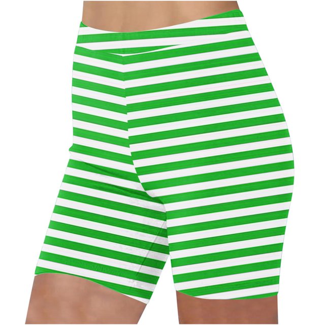Plebaso Shorts pour Femmes 2025 Imprimé Rayé Shorts de Plage Taille Haute Mode Leggings Courts