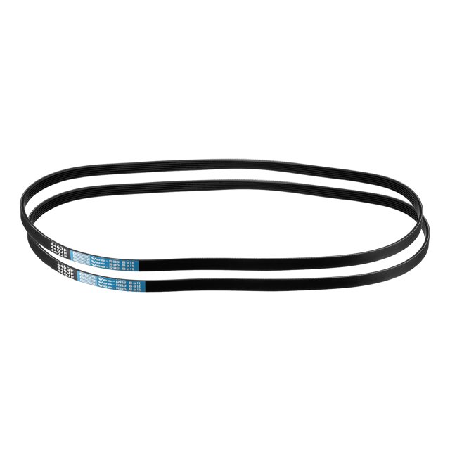 2 Pack 440J6 PJ V-Ribbed Belt with 6 ribs, measuring 44 inches in length, 0.55 inches in width, and 0.14 inches in height. Made of durable EPDM rubber, these belts are designed for high-temperature resistance, oil resistance, and wear resistance. The belts feature a multi-rib design for enhanced traction, speed transfer, and load distribution. Suitable for industrial machinery, appliances, and power tools such as compressors, pumps, drills, and saws.