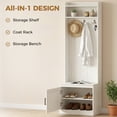 thumbnail image 4 of HOMCOM Rustic Hall Tree with Shoe Storage Bench and Coat Rack, White, 4 of 10