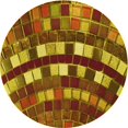 thumbnail image 1 of Ahgly Tapis Rond Lavable en Machine Intérieur Transitionnel Orange Or, 6 Pieds Rond, 1 of 7