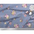 thumbnail image 2 of Soimoi Blue Poly Georgette Fabric Leaves,Small Circle & Floral Decor Fabric Printed BTY 42 Inch Wide, 2 of 3