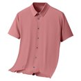 thumbnail image 3 of Birdeem Shirts for Men Mens Short Sleeved Solid Color Button Ice Silk Formal Dress Short Sleeved, 3 of 9