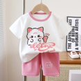 thumbnail image 4 of Birdeem Shirts for Girls Baby Summer Cute Printed Round Neck Short Sleeve Shorts Set, 4 of 12