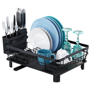 Égouttoir à Vaisselle pour Comptoir de Cuisine, Ensemble d'Égouttoir à Vaisselle avec Porte-Ustensiles, Ensemble de Planches d'Égouttage avec Drainage, Rangement et Organisateurs pour Vaisselle de Cuisine
