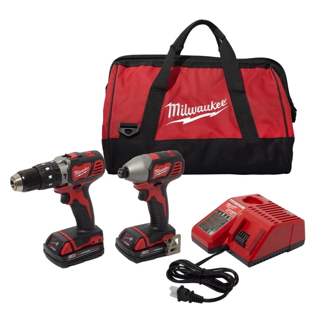 Milwaukee 2697-22CT Kit Combo Perceuse Sans Fil 18V et Perceuse à Impact