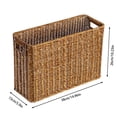 thumbnail image 3 of Noehoiugi Woven Rattan Magazine Rack With Handles, Rectangular Storage For Newspapers, Magazines And Bottles, Brown Home Desk Organizer, 3 of 9