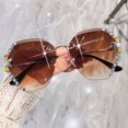 thumbnail image 3 of maskred Wide Application Sunglass Vintage Frameless Rhinestone Glasses For All Occasions Metal Vintage Frameless Glasses sepia 1Set, 3 of 6