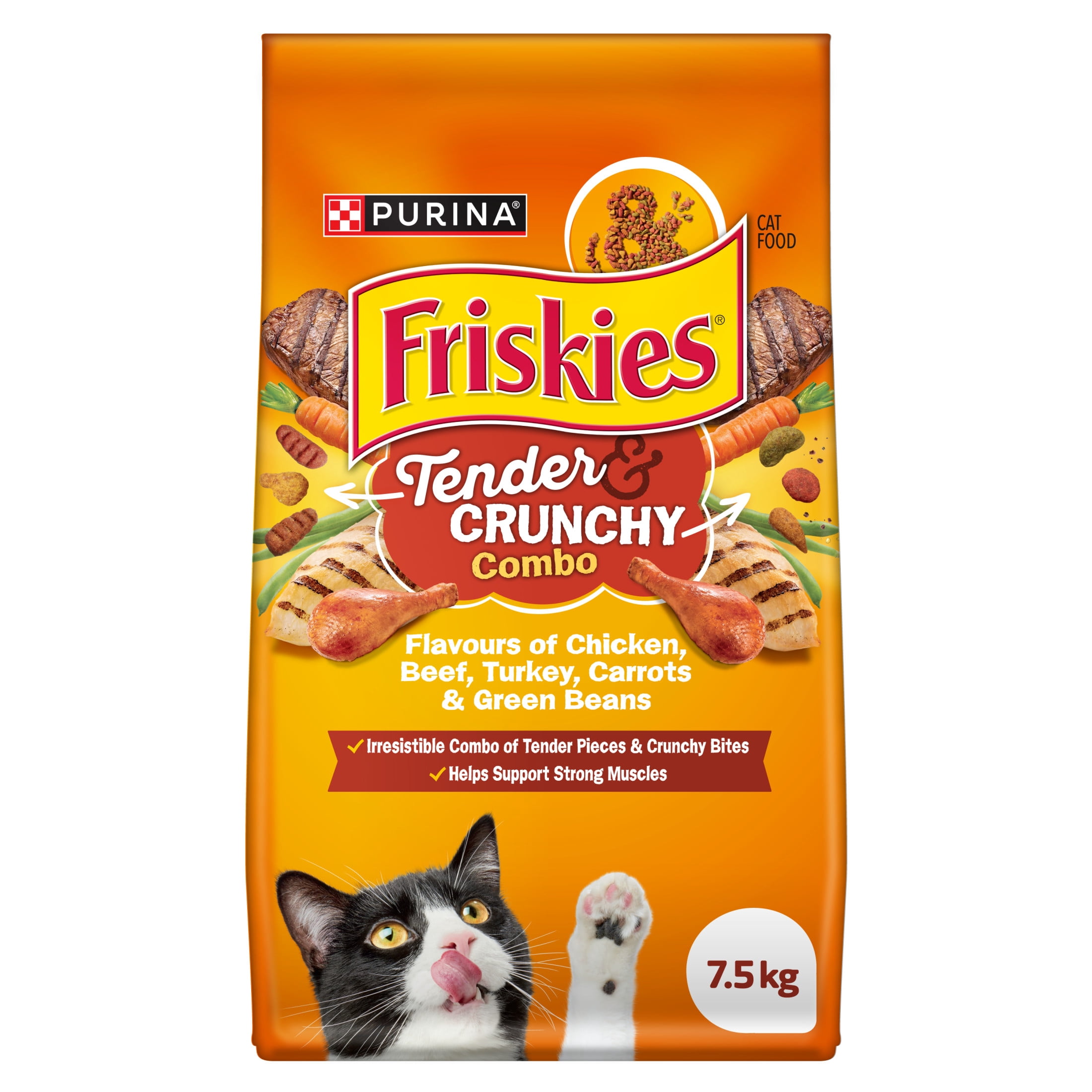 Friskies Tender and Crunchy Combo, Dry Cat Food 7.5kg