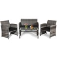 thumbnail image 2 of Patiojoy Ensemble de Mobilier de Patio Extérieur 4 Pcs en Rotin Osier Ensemble de Canapé de Conversation Noir, 2 of 7
