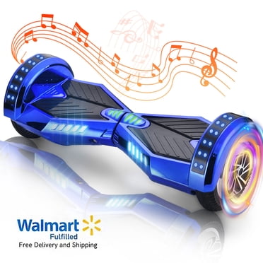 WEELMOTION 8" Chrome Blue  Off-Road Hoverboard for Kids & Adults, UL 2272 Certified, LED Lights, Bluetooth Speaker, All Terrain 8 Inch Hoverboard with Bag, Dual 300W Motor up to 8km/h