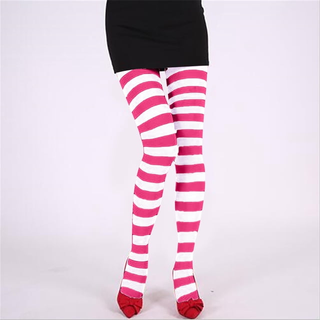 Women's Halloween Christmas Colorful Patchwork Striped Pantyhose